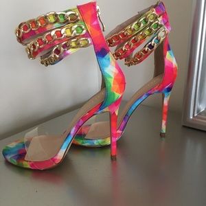 Multi colored chain heels